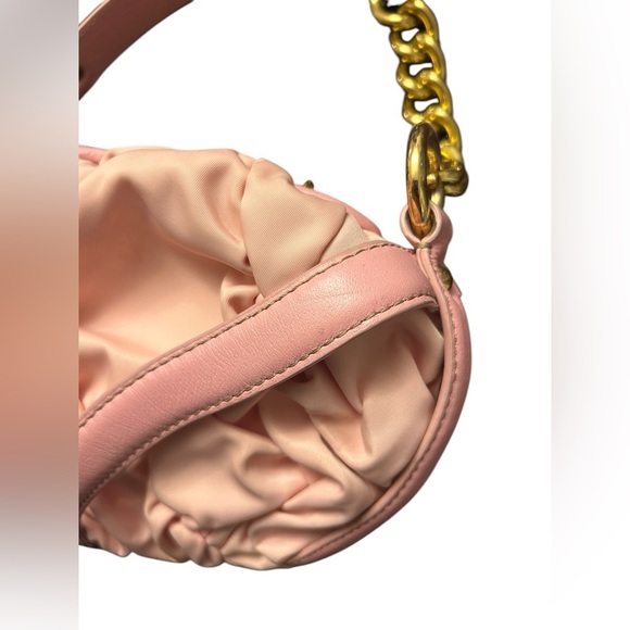 Juicy Couture Pink Ruched Pleated Nylon Gold Chain Handle Vintage Purse Handbag - Picture 10 of 16